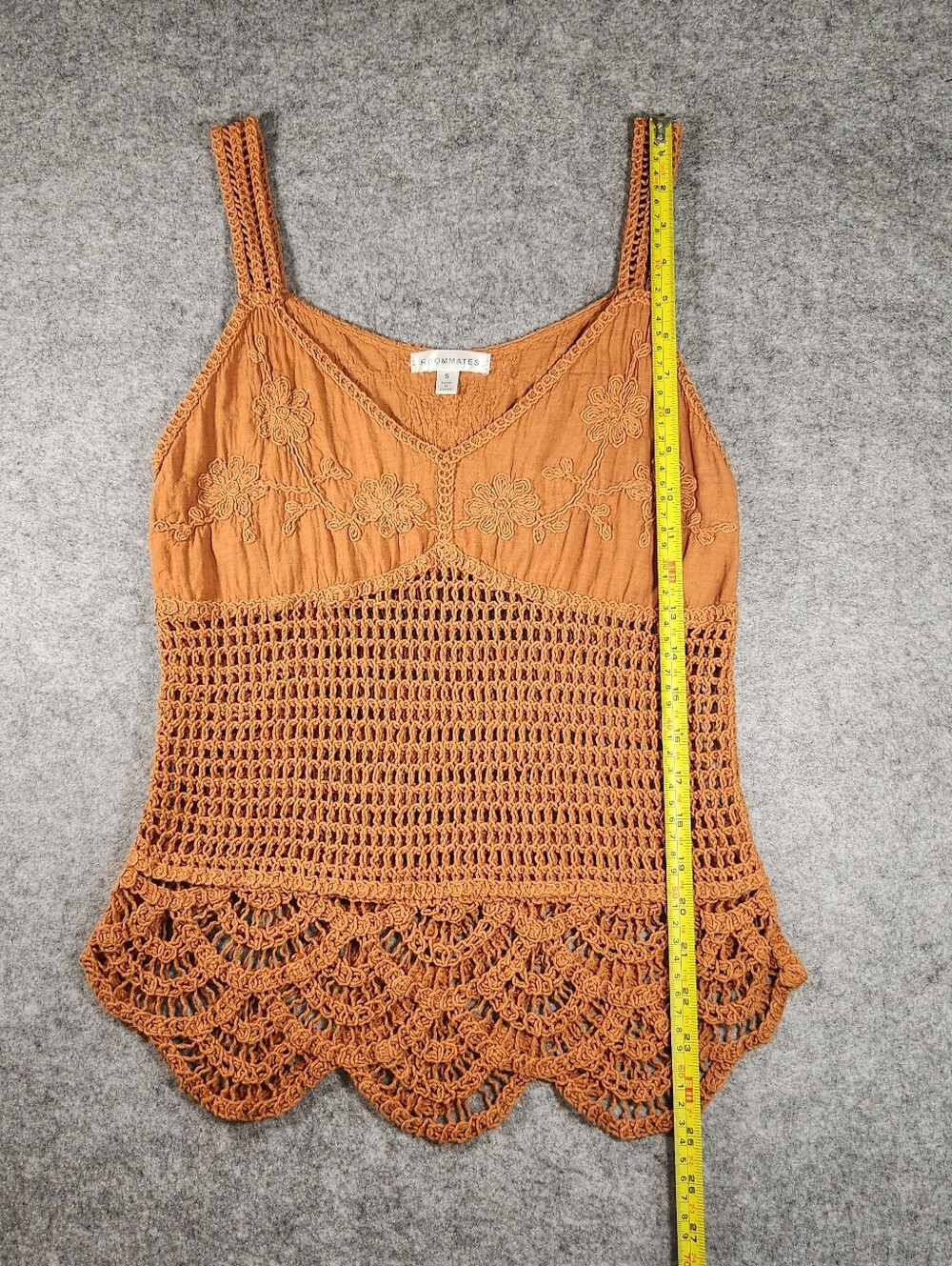 Roommates Romantic Rust Crochet Cotton Camisole Tank Top Size Small - Picture 4 of 9